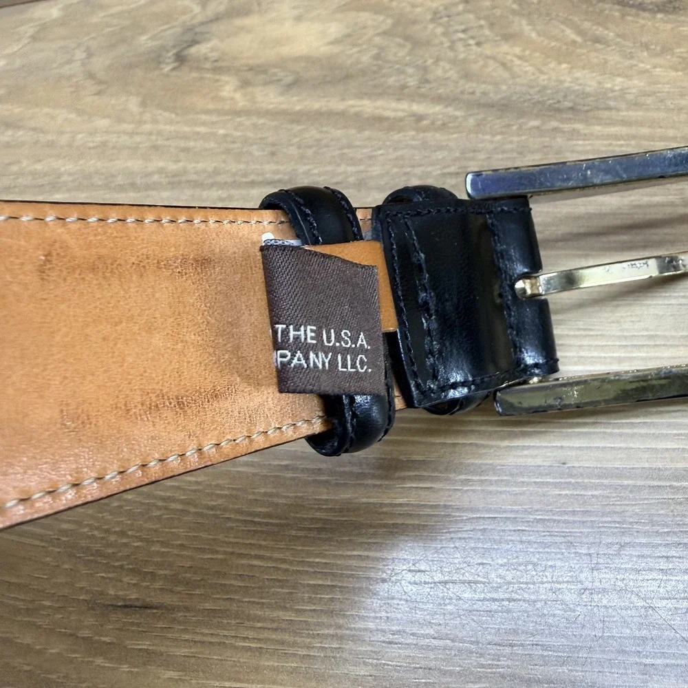 TRAFALGAR Easton Belt Mens‎ 38/95 Black Leather Handpolished Cortina Leather